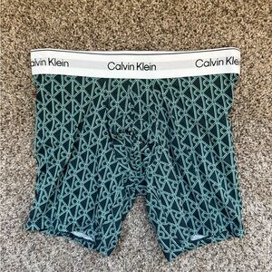 Calvin Klein Men's Patterned Teal Boxer Briefs